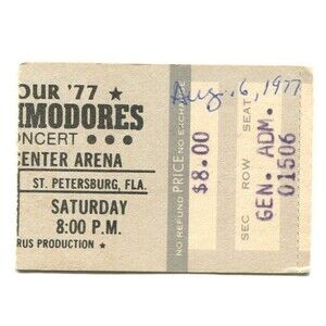 Vintage 1977 Commodores Emotions Maze Concert Ticket Stub St Petersburg FL